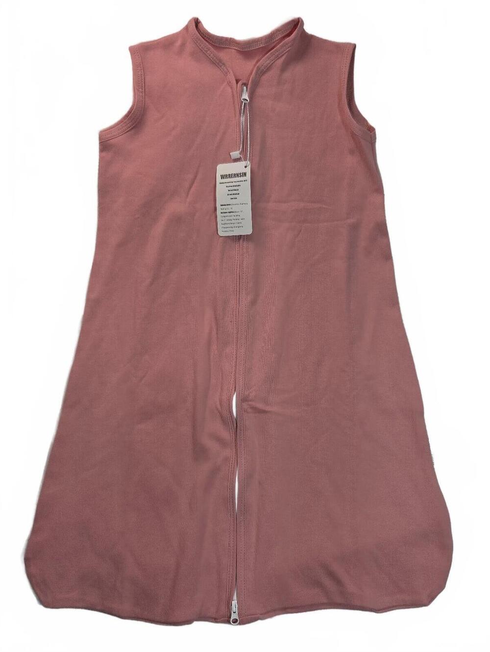 WRRERNSIN Pink Baby Sleep Sack 0-6 Months 100% Cotton Sleeveless Zippered